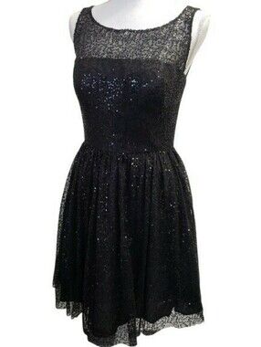 MXI Black Sequin Dress with Flaw Size 11/12